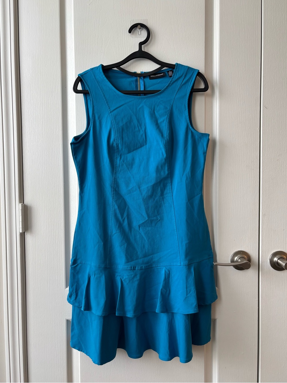 Sleeveless Blue Ruffle Hem Dress